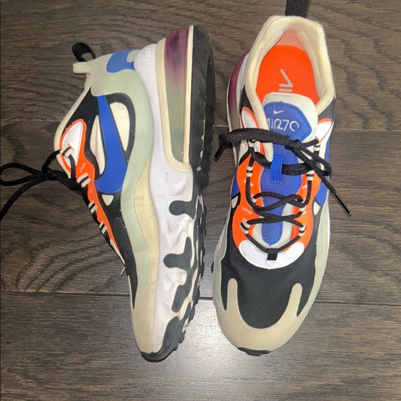 Nike  Air Max 270 React - Black, Orange, Blue - Picture 1 of 6
